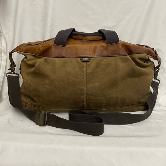 Tumi T-Tech Forge Lambert Satchel Weekend Bag Leather & Waxed Canvas Essential - Picture 1 of 16